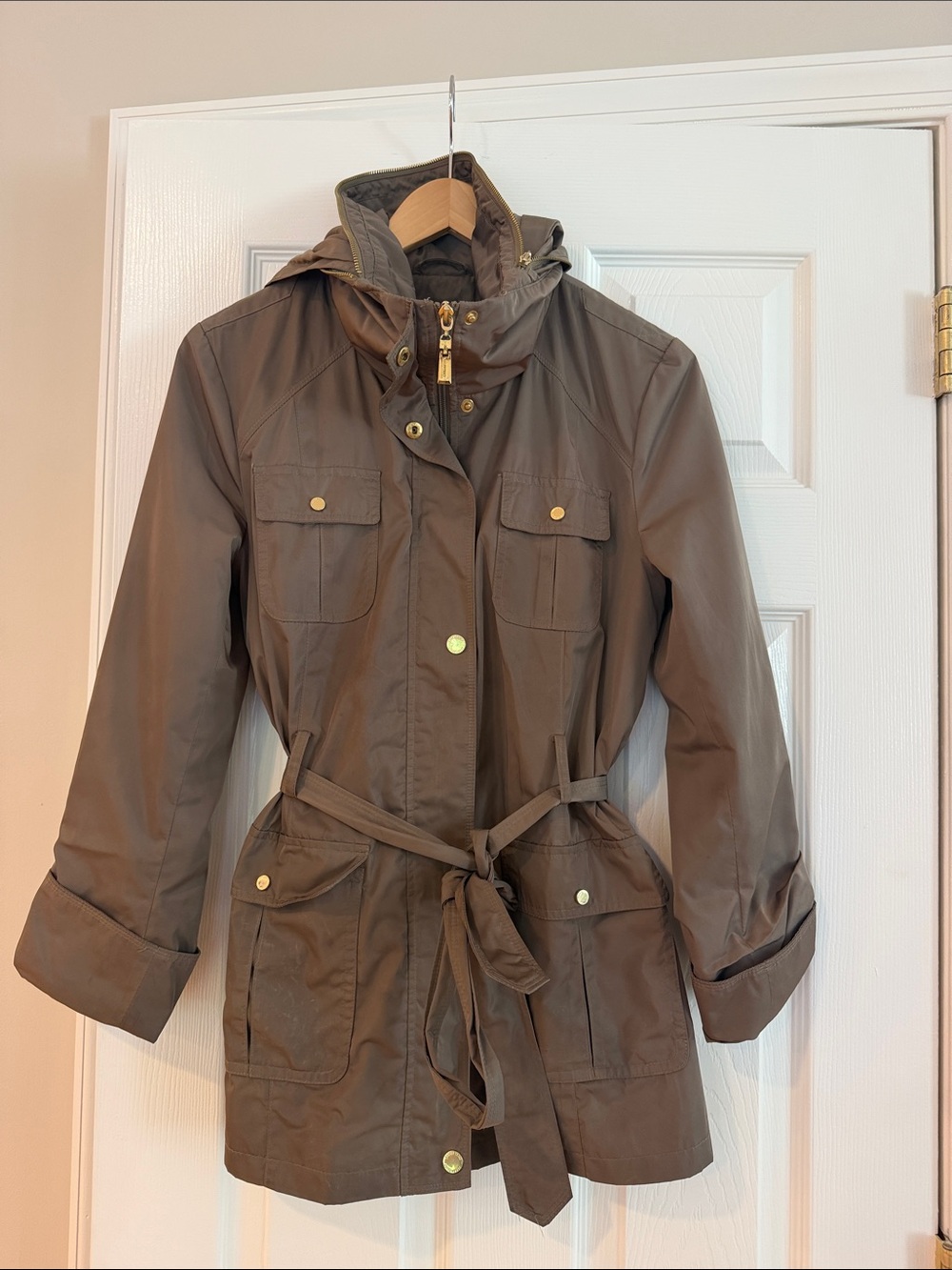 Women's Olive Green Utility Anorak Jacket with Belt